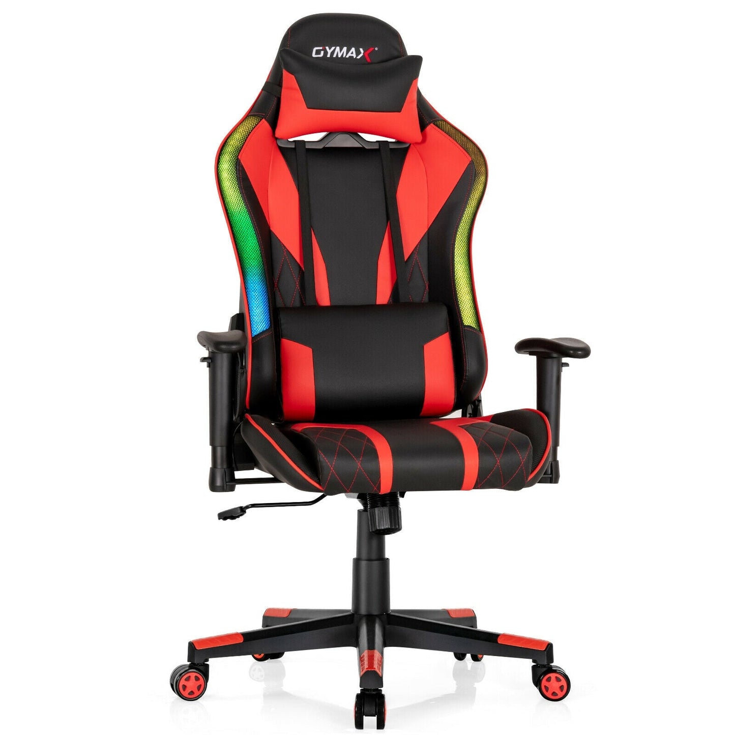 Gaming Chair Adjustable Swivel Computer Chair with Dynamic LED Lights-Red by DirectDeals