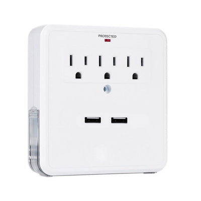 NEW! Classic Combo Wall Adapter W/3 AC Outlets W/Surge Protection And Dual USB Ports To Charge Your Gadgets Vista Shops