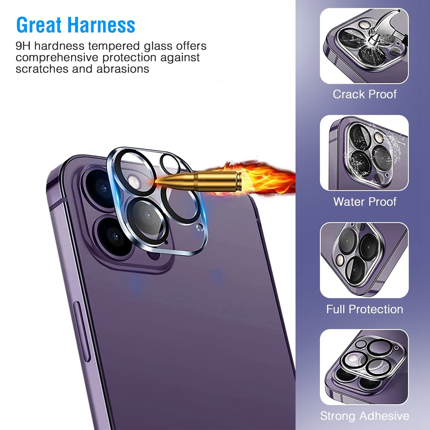 2Packs Ultra HD Camera Lens Protectors 9H Hardness Tempered Glass by DirectDeals