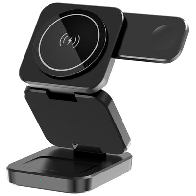 A390 3-in-1 15W Fast Charging Magnetic Wireless Charger Folding Bracket Compatible with iPhone / Apple Watch / Airpods