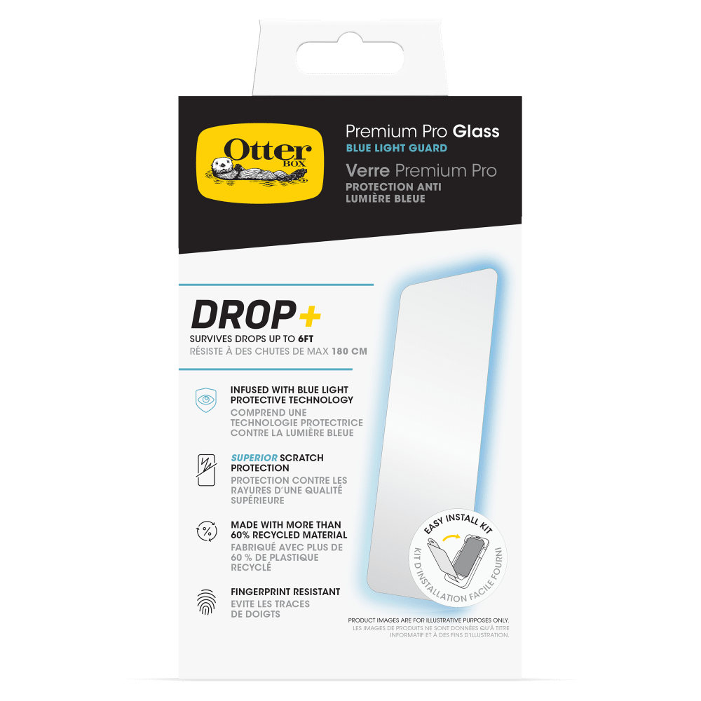 OtterBox Premium Pro Glass Antimicrobial Blue Light Screen Protector for Apple iPhone 16 Pro by OtterBox