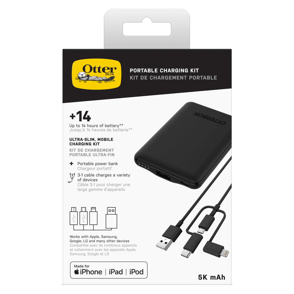OtterBox Mobile Charging Kit Power Bank 5,000 mAh and 3 in 1 Cable 1m by OtterBox