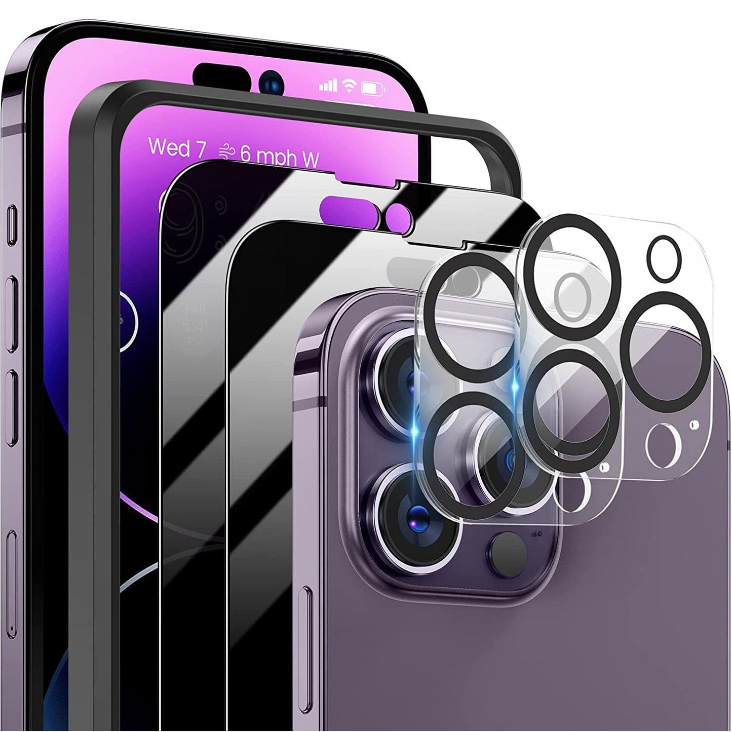 2Pcs Privacy Screen Protectors And 2Pcs Camera Lens by DirectDeals