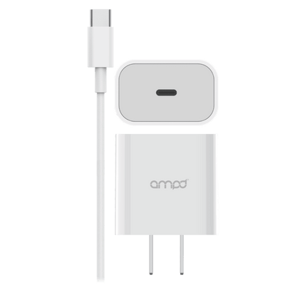 AMPD PD Fast 20W USB C Wall Charger with USB C to USB C Cable 4ft