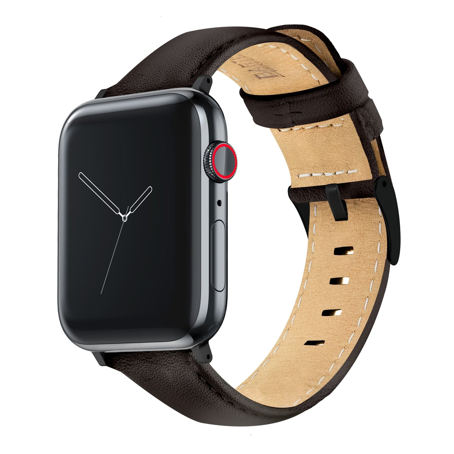 Apple Watch Dark Brown Pittards Performance Leather Brown Stitching Watch Band by Barton Watch Bands