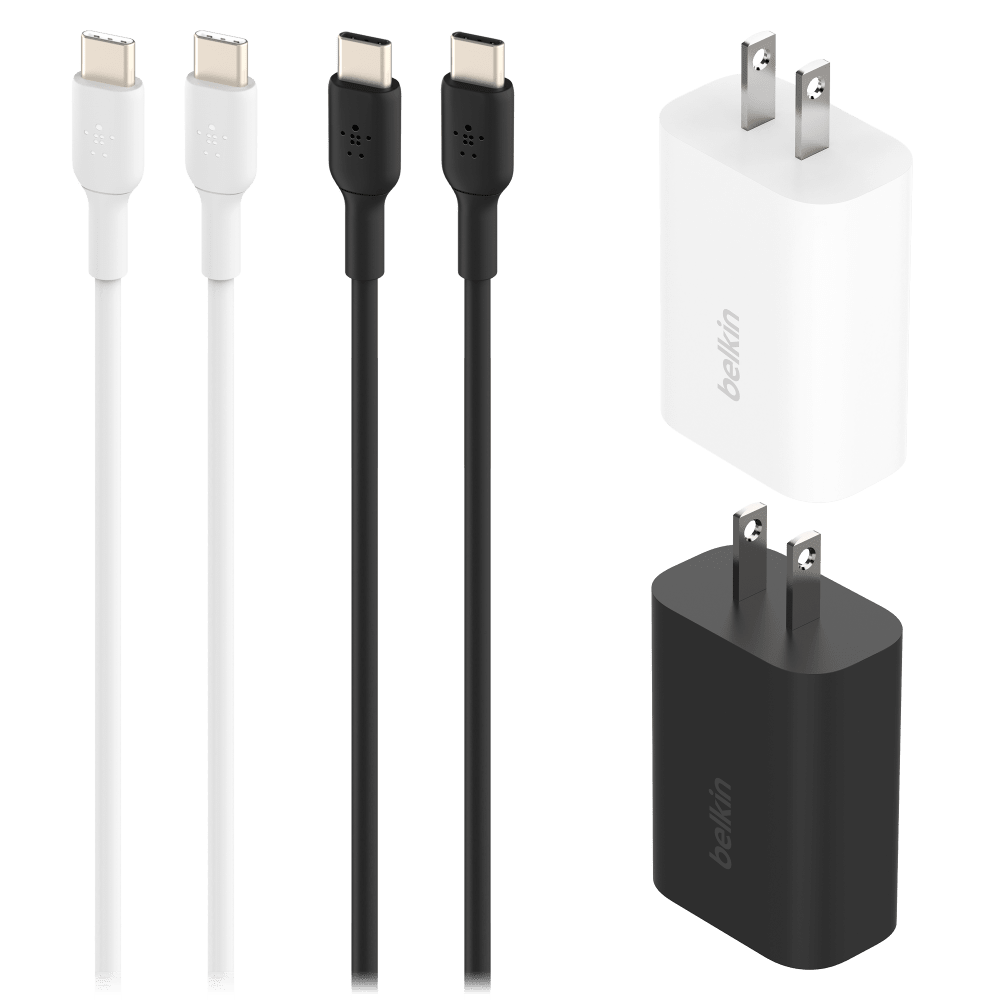 Belkin 2 25W USB C PD Wall Chargers with 2 USB C Cables 1m (4 Pack Bundle) by Belkin