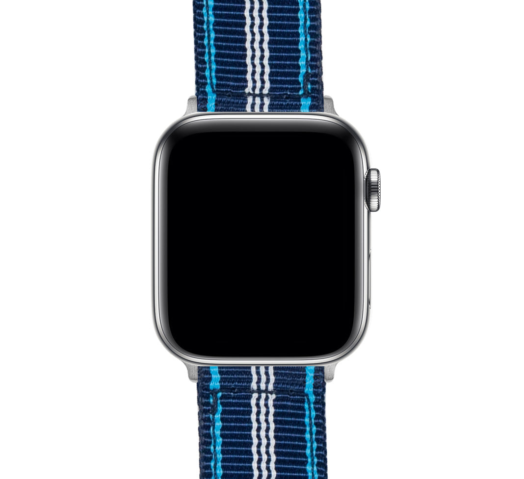 Apple Watch | Two-piece NATO style | Navy & Aqua Blue - Barton Watch Bands