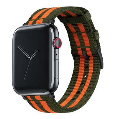 Apple Watch | Two-piece NATO® style | Army Green & Orange - Barton Watch Bands