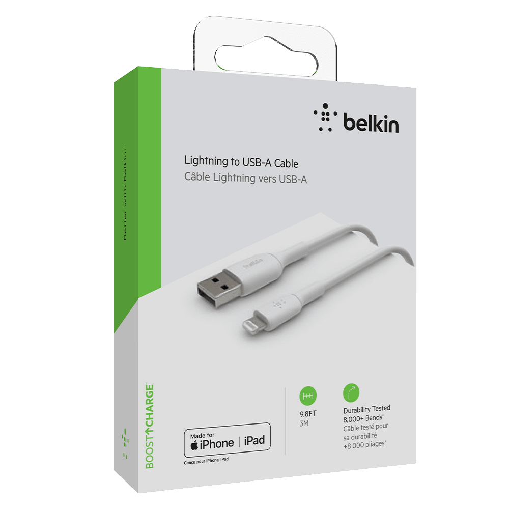 Belkin Boost Up Charge USB A to Apple Lightning Cable 10ft White by Belkin