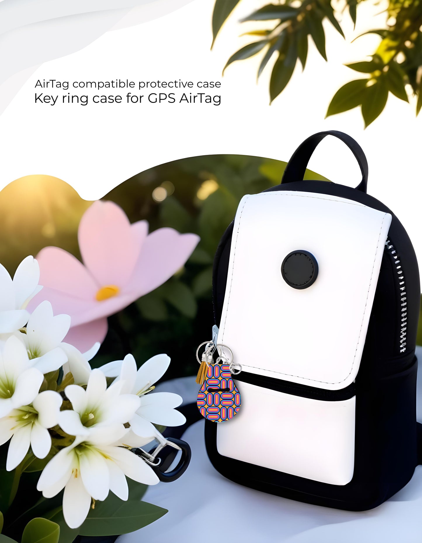 Jolitee Neoprene AirTag Compatible Case Keychain – Durable & Stylish Holder with Secure Ring and Clip, Compatible with Apple AirTag (Capsule) by Jolitee