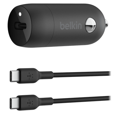 Belkin 30W PD Car Charger with PPS and USB C to USB C Cable 1m