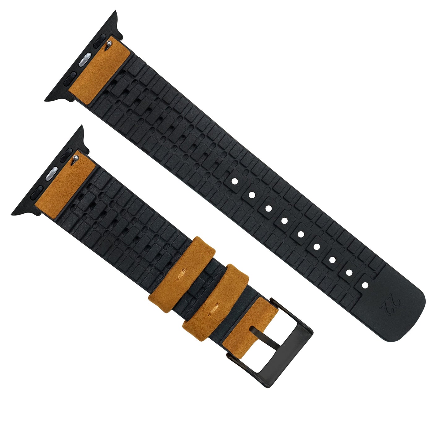 Apple Watch Cedar Brown Leather And Rubber Hybrid Watch Band by Barton Watch Bands