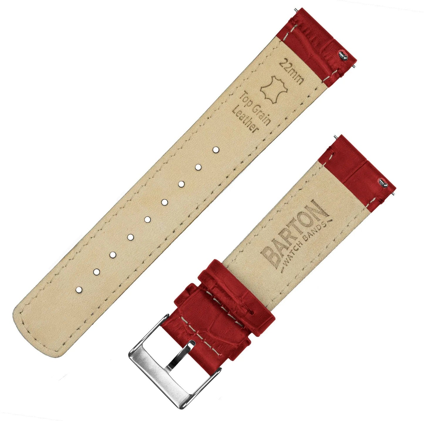 Samsung Galaxy Watch3 | Crimson Red Alligator Grain Leather - Barton Watch Bands