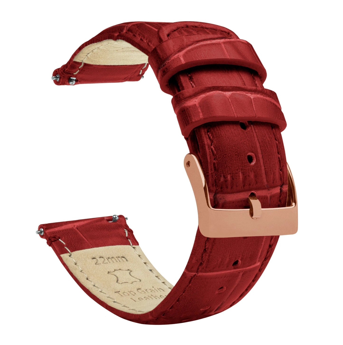 Samsung Galaxy Watch3 | Crimson Red Alligator Grain Leather - Barton Watch Bands