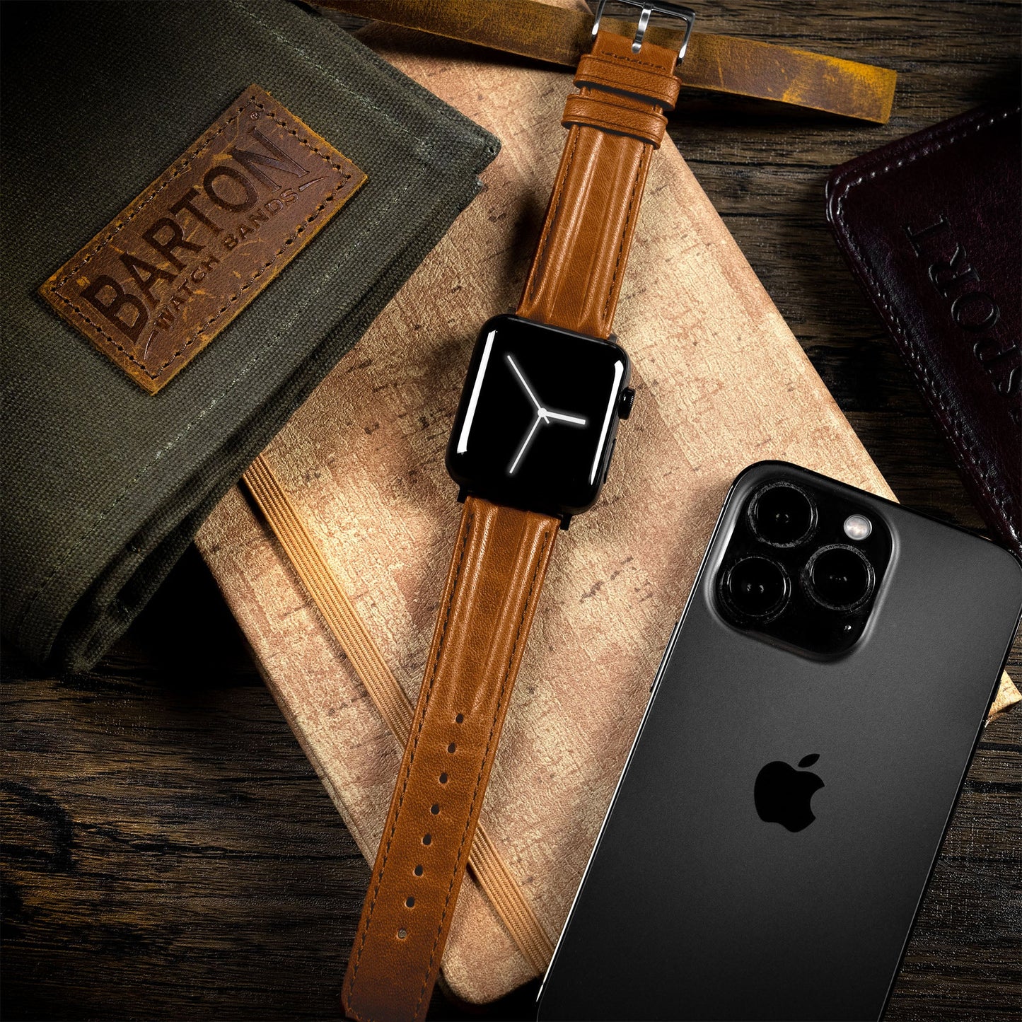Apple Watch Caramel Brown Classic Horween® Leather Watch Band by Barton Watch Bands