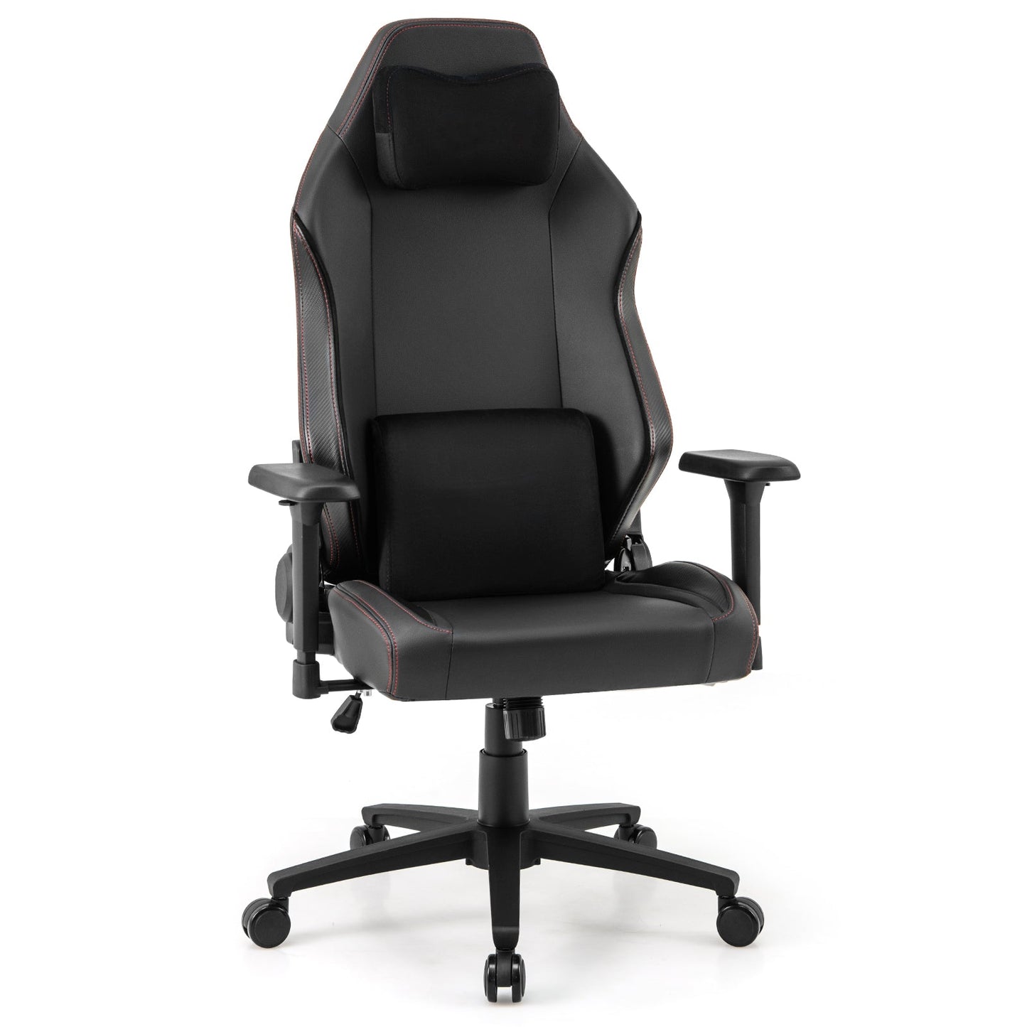 Ergonomic High Back Computer Chair with Magnetic Headrest and Lumbar Pillow-Black by DirectDeals