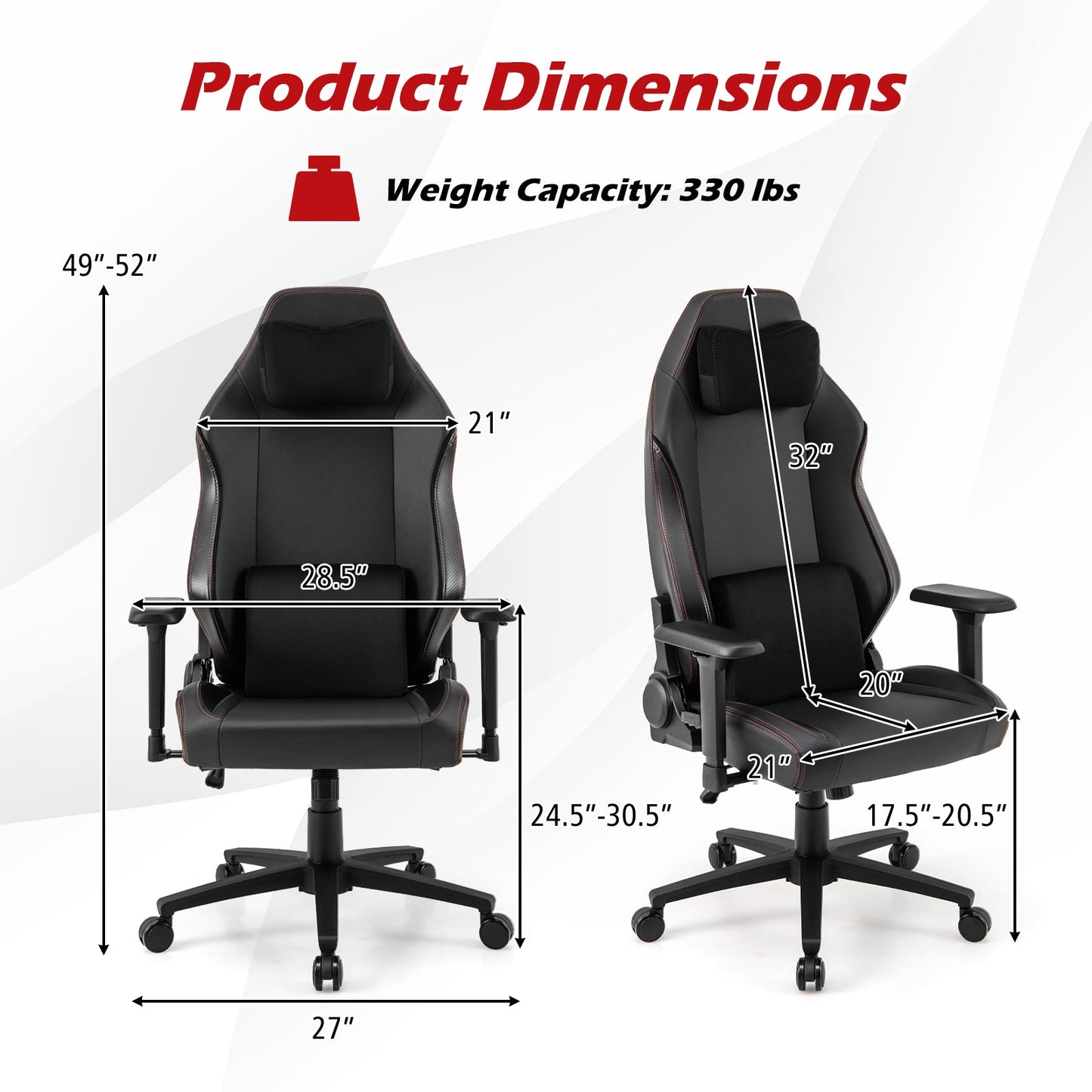 Ergonomic High Back Computer Chair with Magnetic Headrest and Lumbar Pillow-Black by DirectDeals