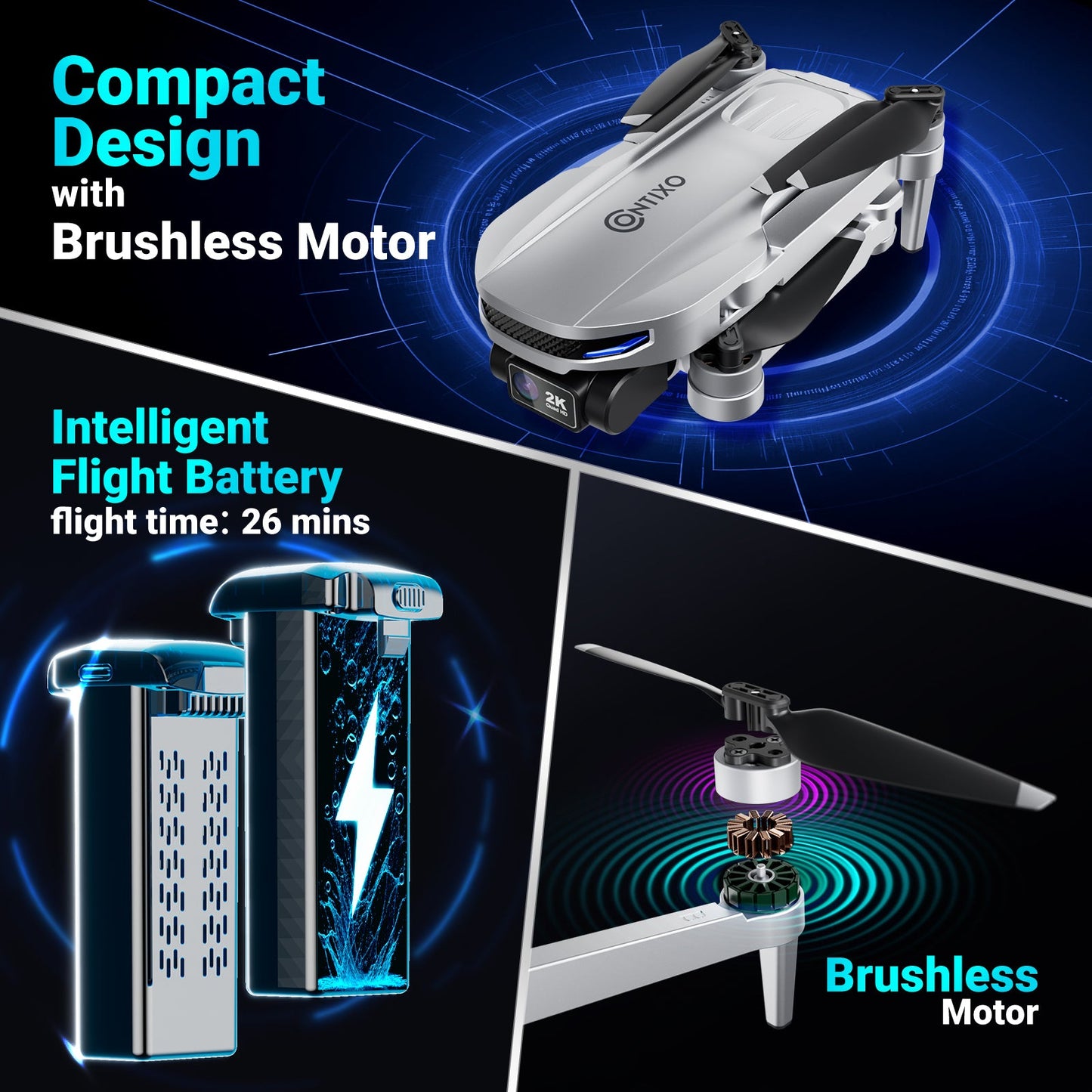 Contixo F28 Foldable Drone with 2K FHD Camera and Carrying Case by Contixo
