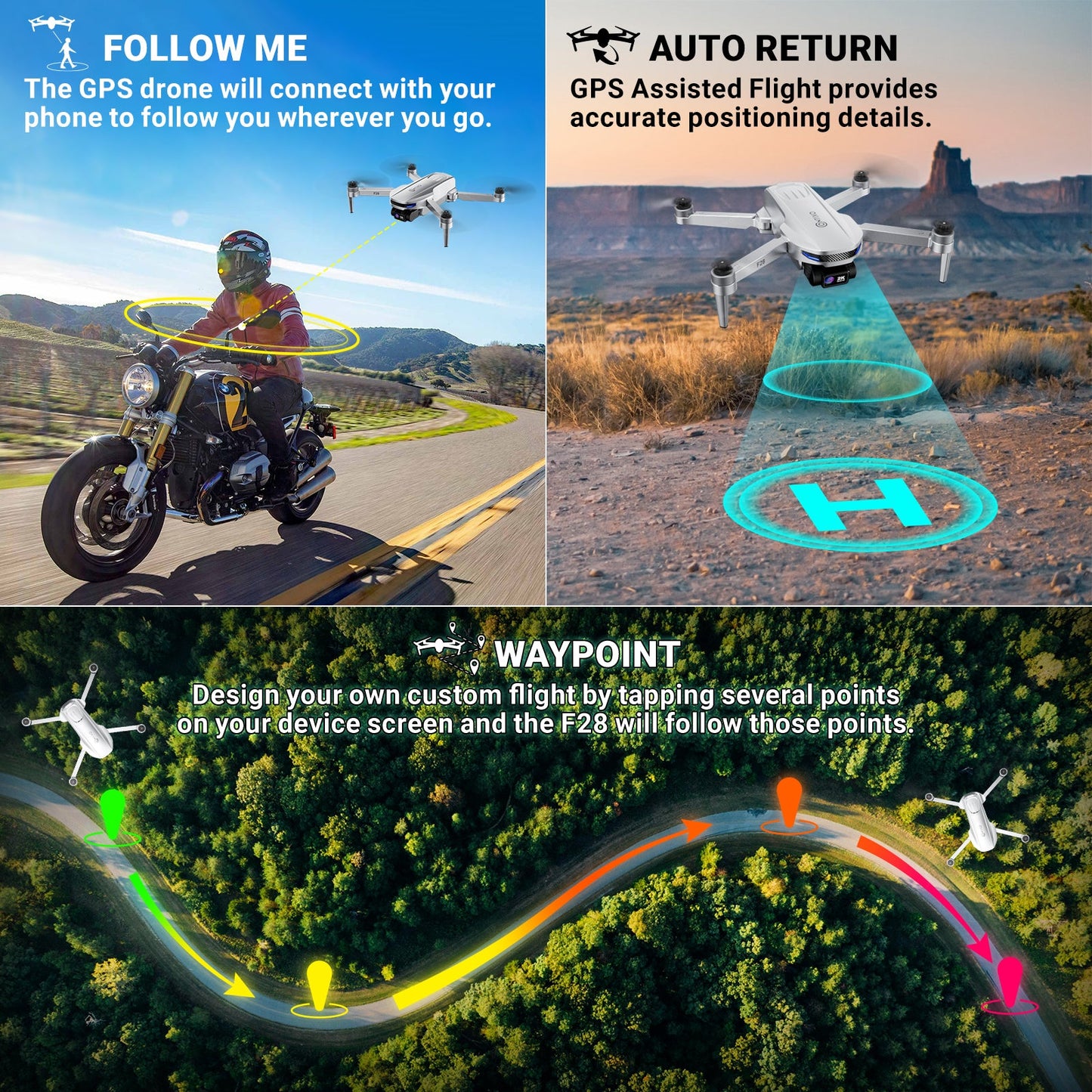 Contixo F28 Foldable Drone with 2K FHD Camera and Carrying Case by Contixo