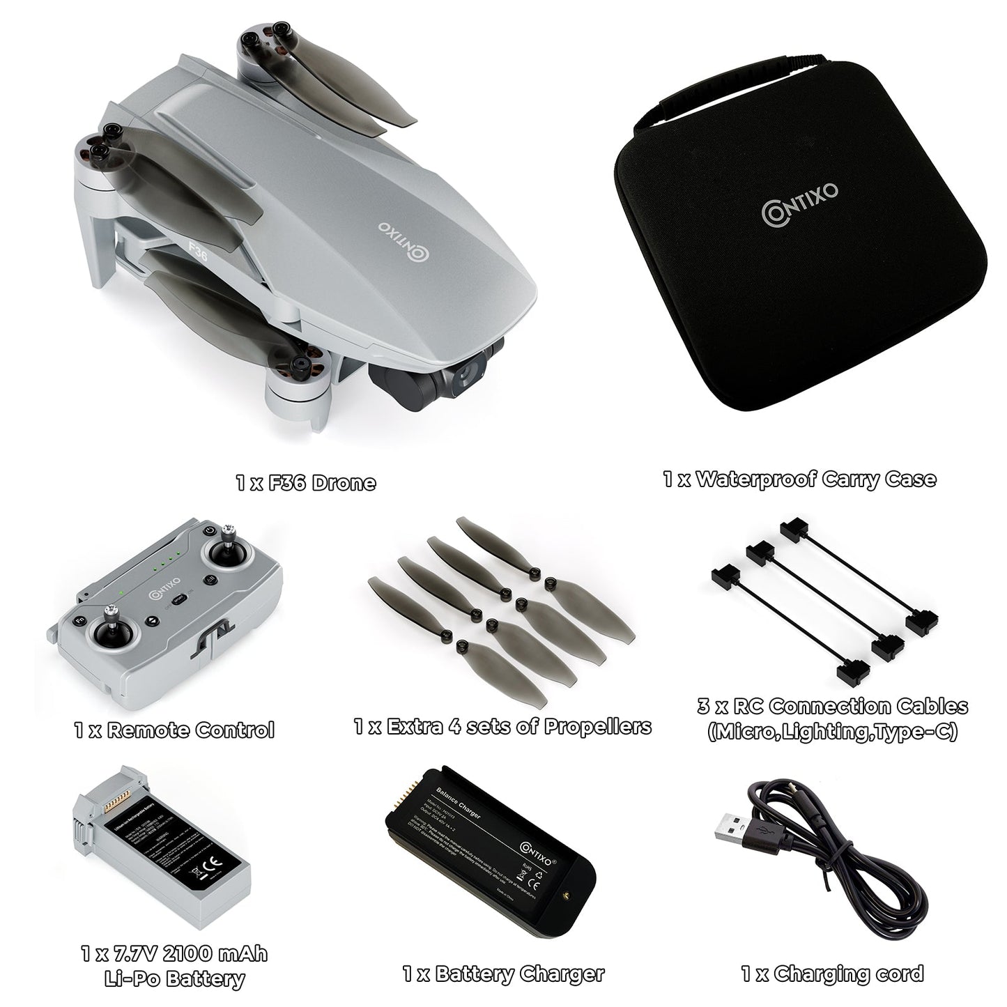 Contixo F36 FPV Drone - Foldable, 4K HD Camera, 64GB Card & Case by Contixo