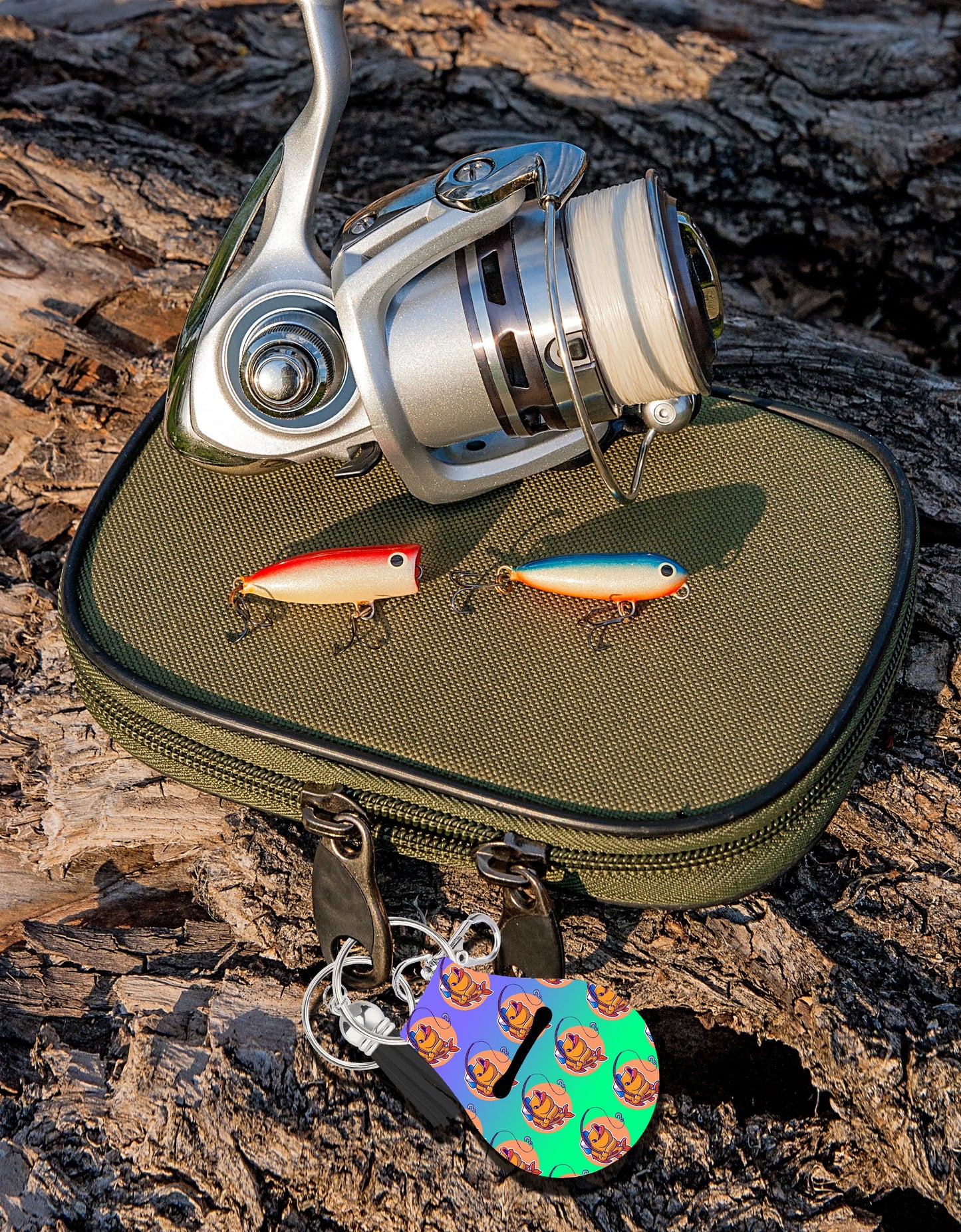 Jolitee Neoprene AirTag Compatible Case Keychain – Durable & Stylish Holder with Secure Ring and Clip, Compatible with Apple AirTag (Fishing) by Jolitee