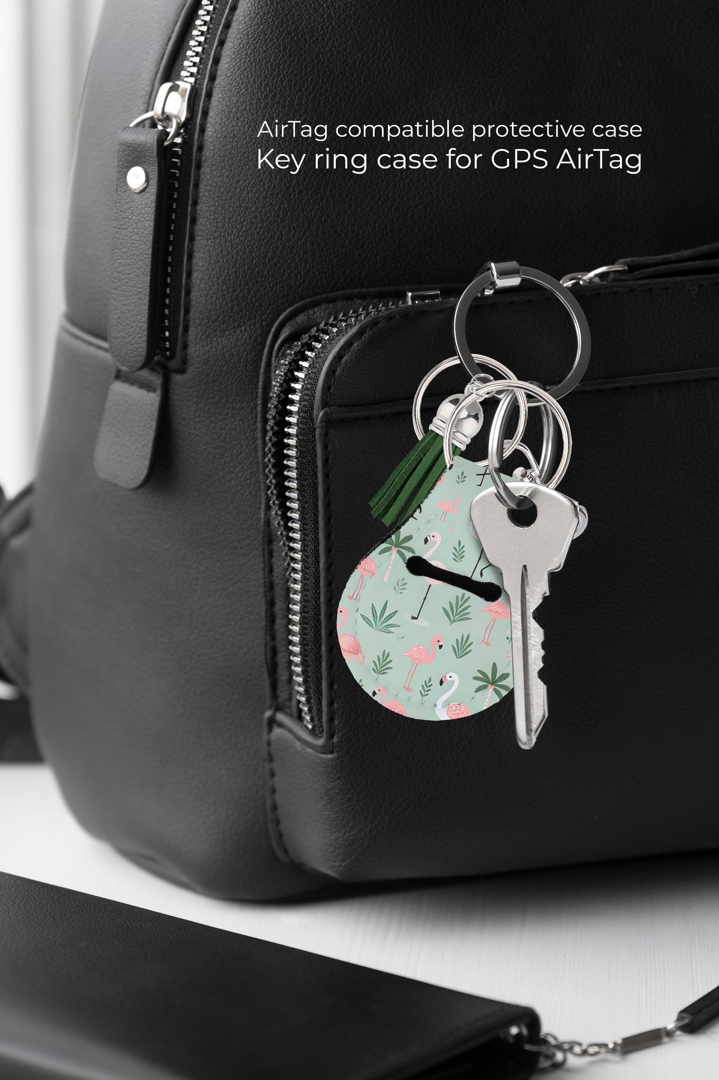 Jolitee Neoprene AirTag Compatible Case Keychain – Durable & Stylish Holder with Secure Ring and Clip, Compatible with Apple AirTag (Flamingo) by Jolitee