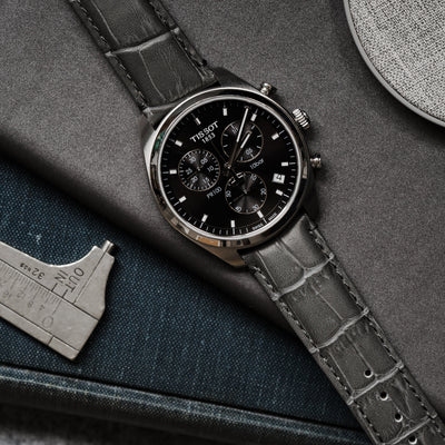 Smoke Grey Alligator Grain Leather Watch Band by Barton Watch Bands