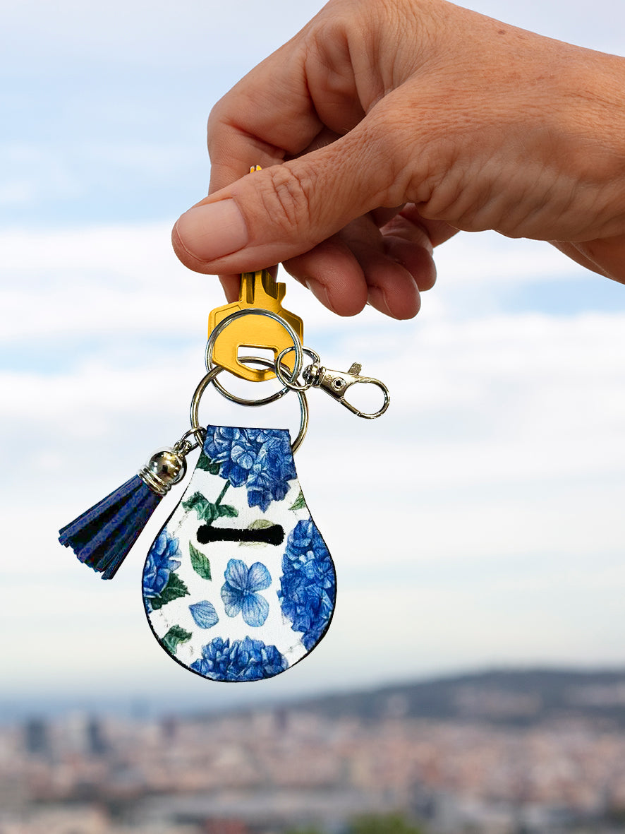 Jolitee Neoprene AirTag Compatible Case Keychain – Durable & Stylish Holder with Secure Ring and Clip, Compatible with Apple AirTag (Hydrangea Blue Floral) by Jolitee