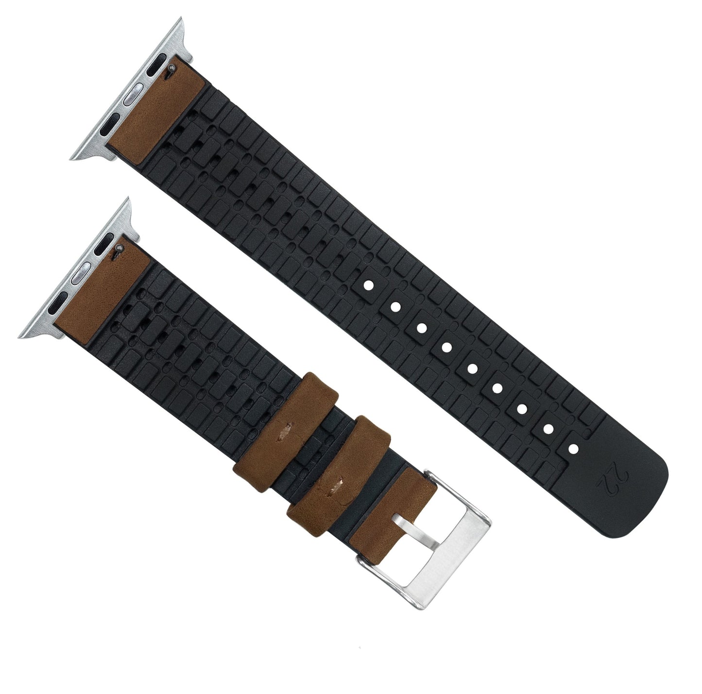 Apple Watch Oak Brown Leather Hybrid Watch Band by Barton Watch Bands