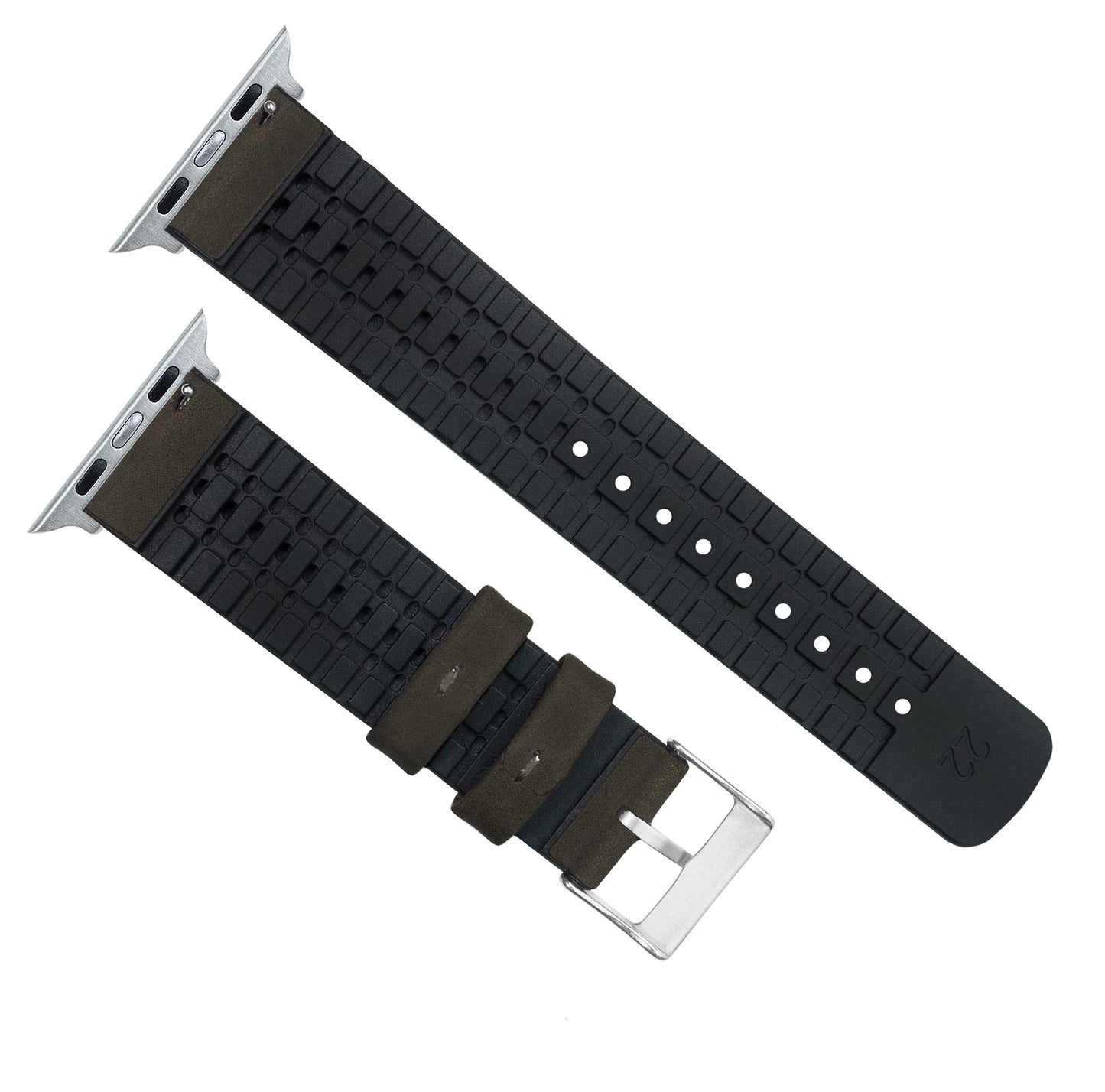 Apple Watch Smoke Leather Hybrid Watch Band by Barton Watch Bands