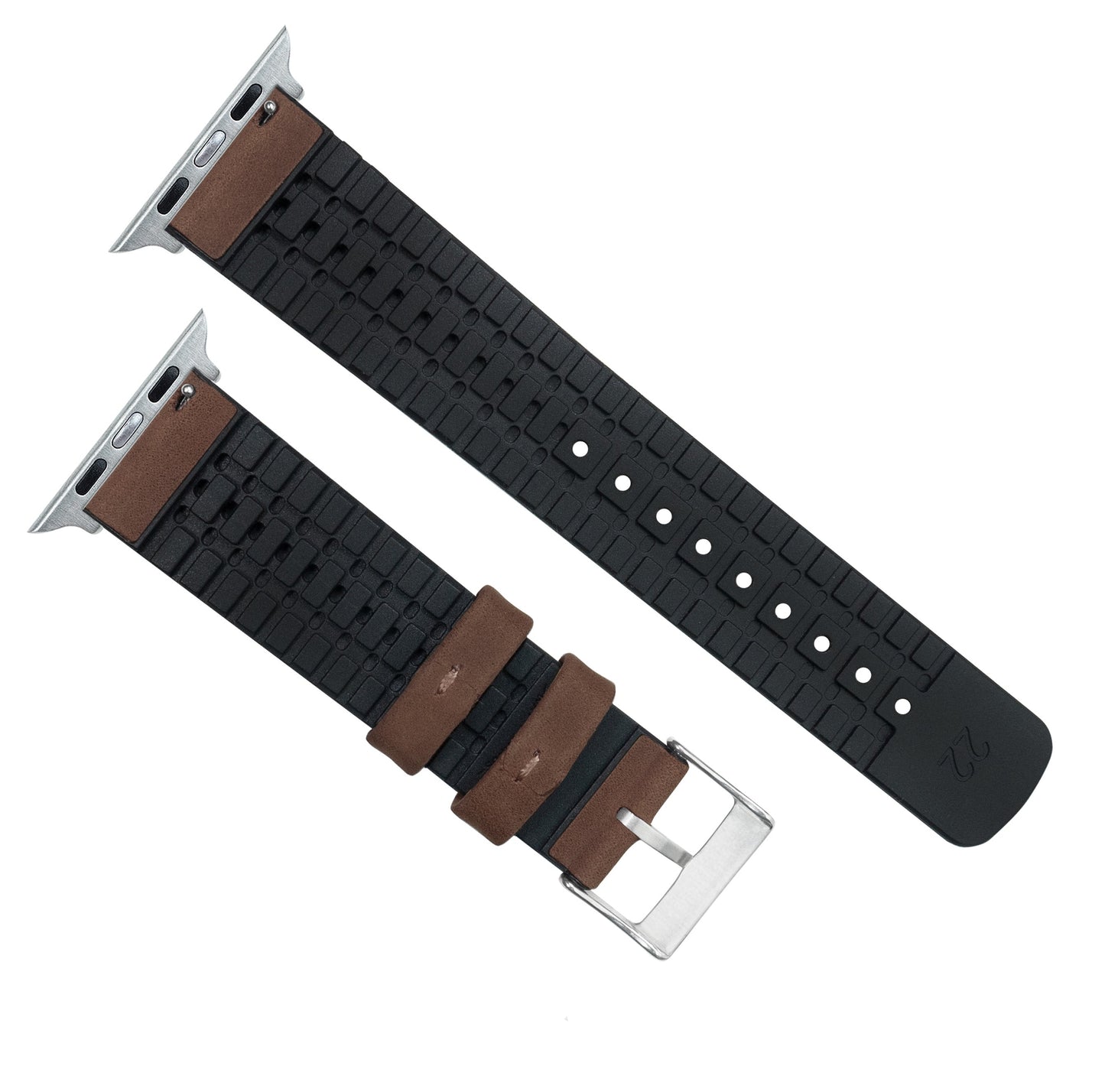Apple Watch Walnut Brown Leather Hybrid Watch Band by Barton Watch Bands