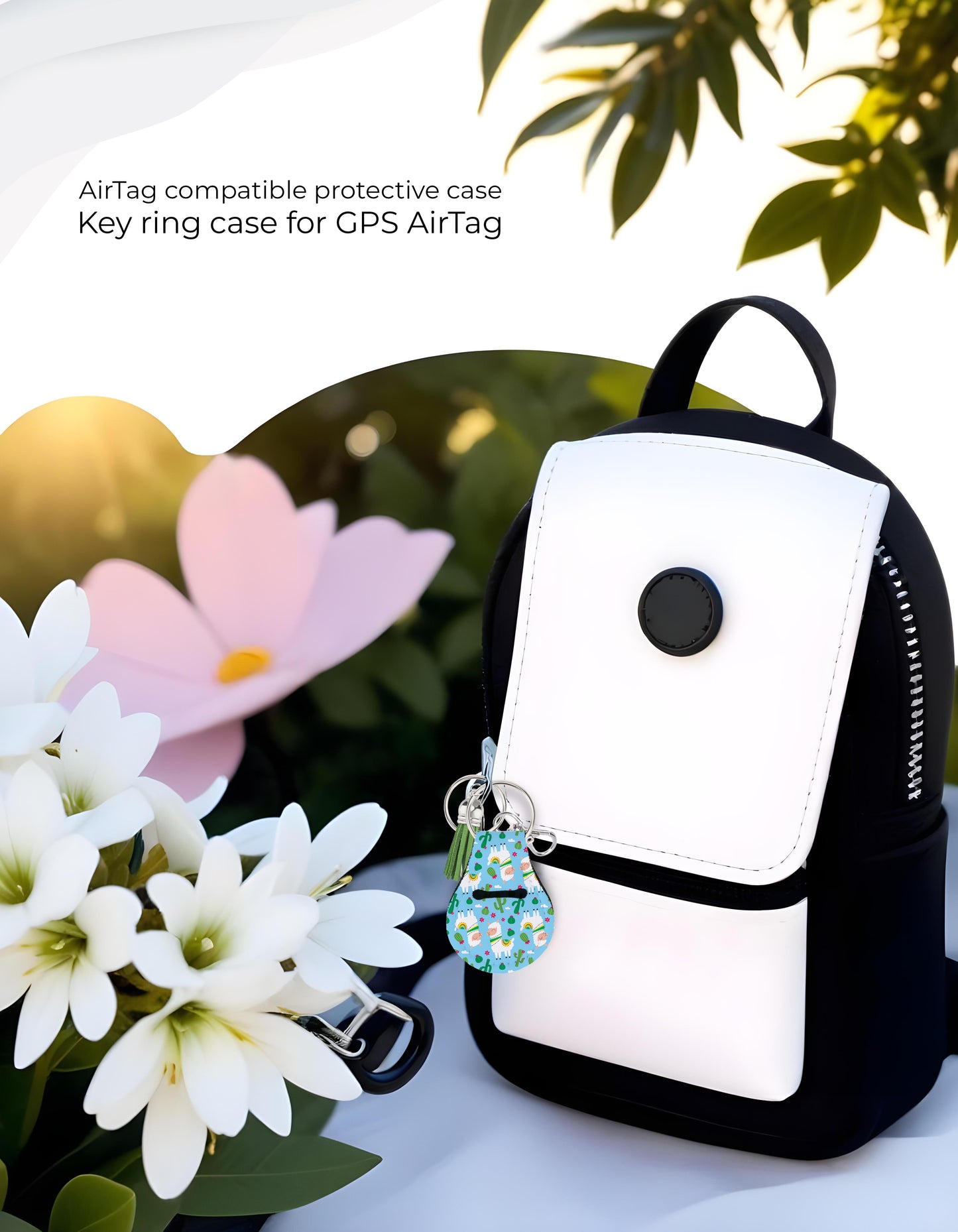 Jolitee Neoprene AirTag Compatible Case Keychain – Durable & Stylish Holder with Secure Ring and Clip, Compatible with Apple AirTag (Llama) by Jolitee