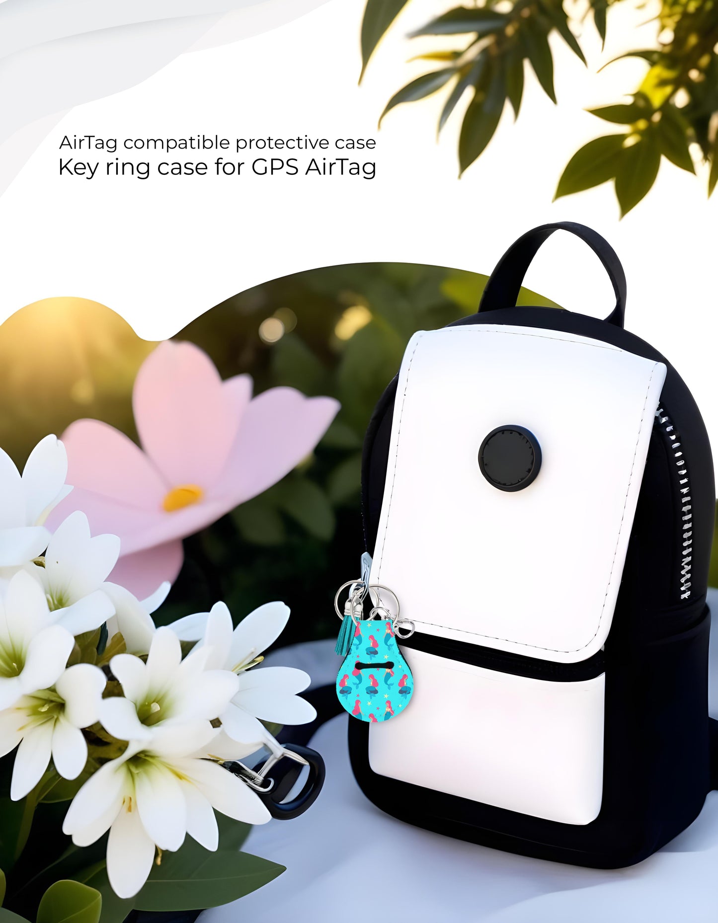 Jolitee Neoprene AirTag Compatible Case Keychain – Durable & Stylish Holder with Secure Ring and Clip, Compatible with Apple AirTag (Mermaid) by Jolitee