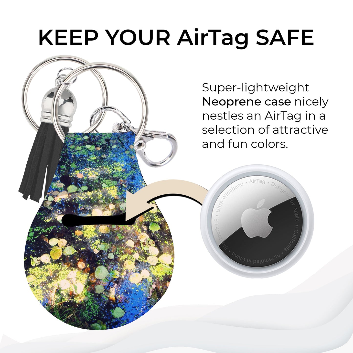 Jolitee Neoprene AirTag Compatible Case Keychain – Monet by Jolitee