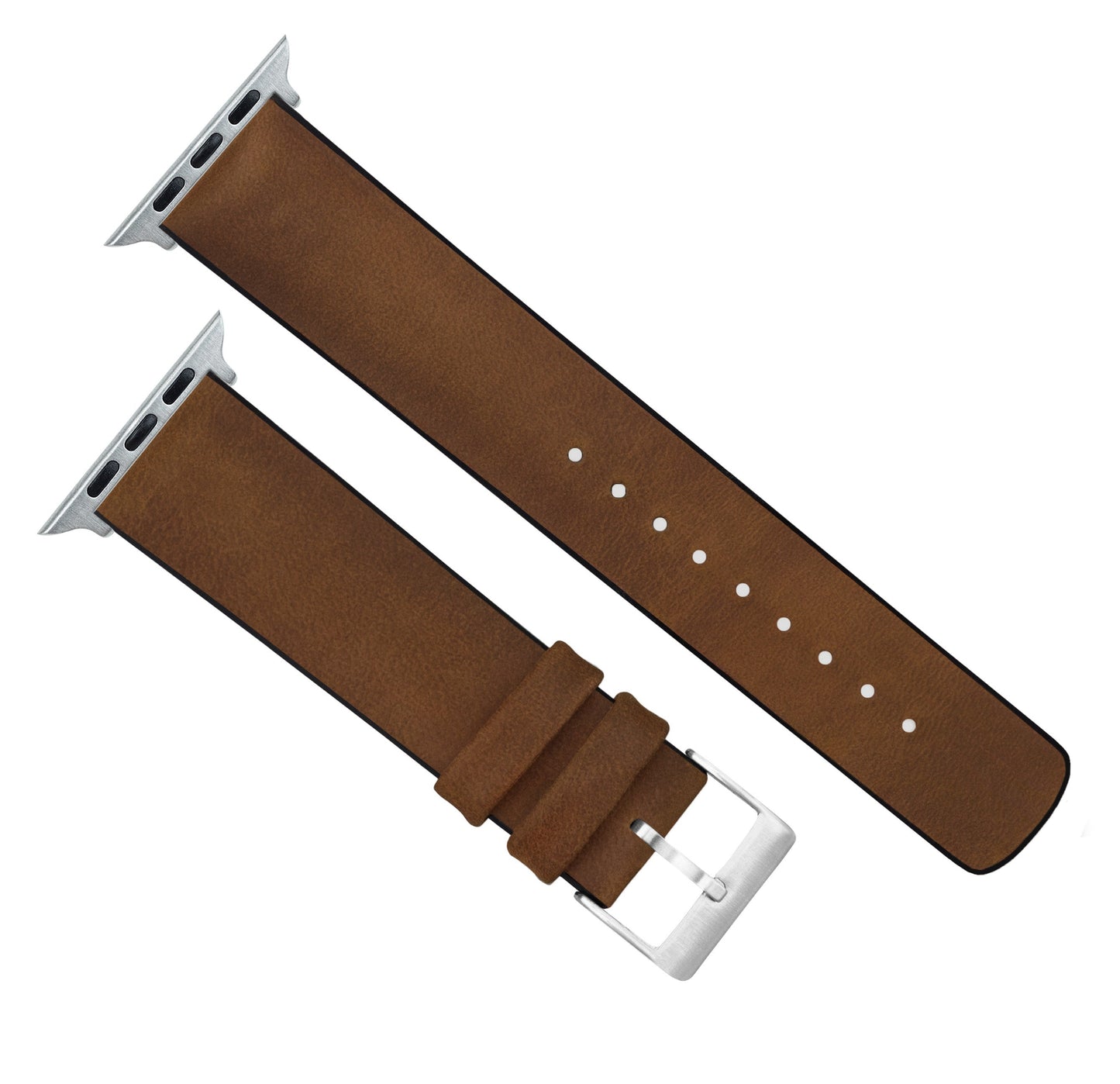 Apple Watch Oak Brown Leather Hybrid Watch Band by Barton Watch Bands
