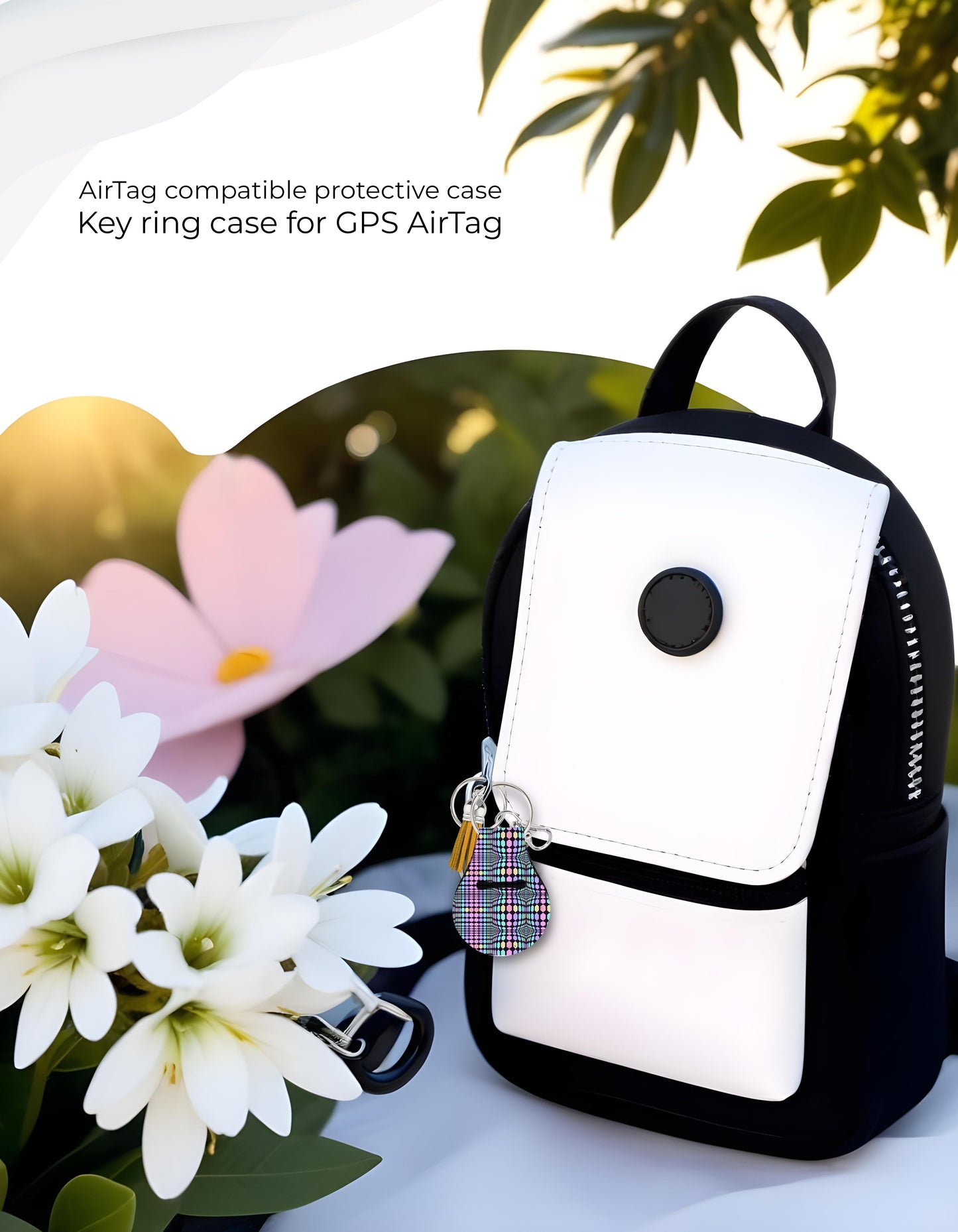 Jolitee Neoprene AirTag Compatible Case Keychain – Durable & Stylish Holder with Secure Ring and Clip, Compatible with Apple AirTag (Optical) by Jolitee