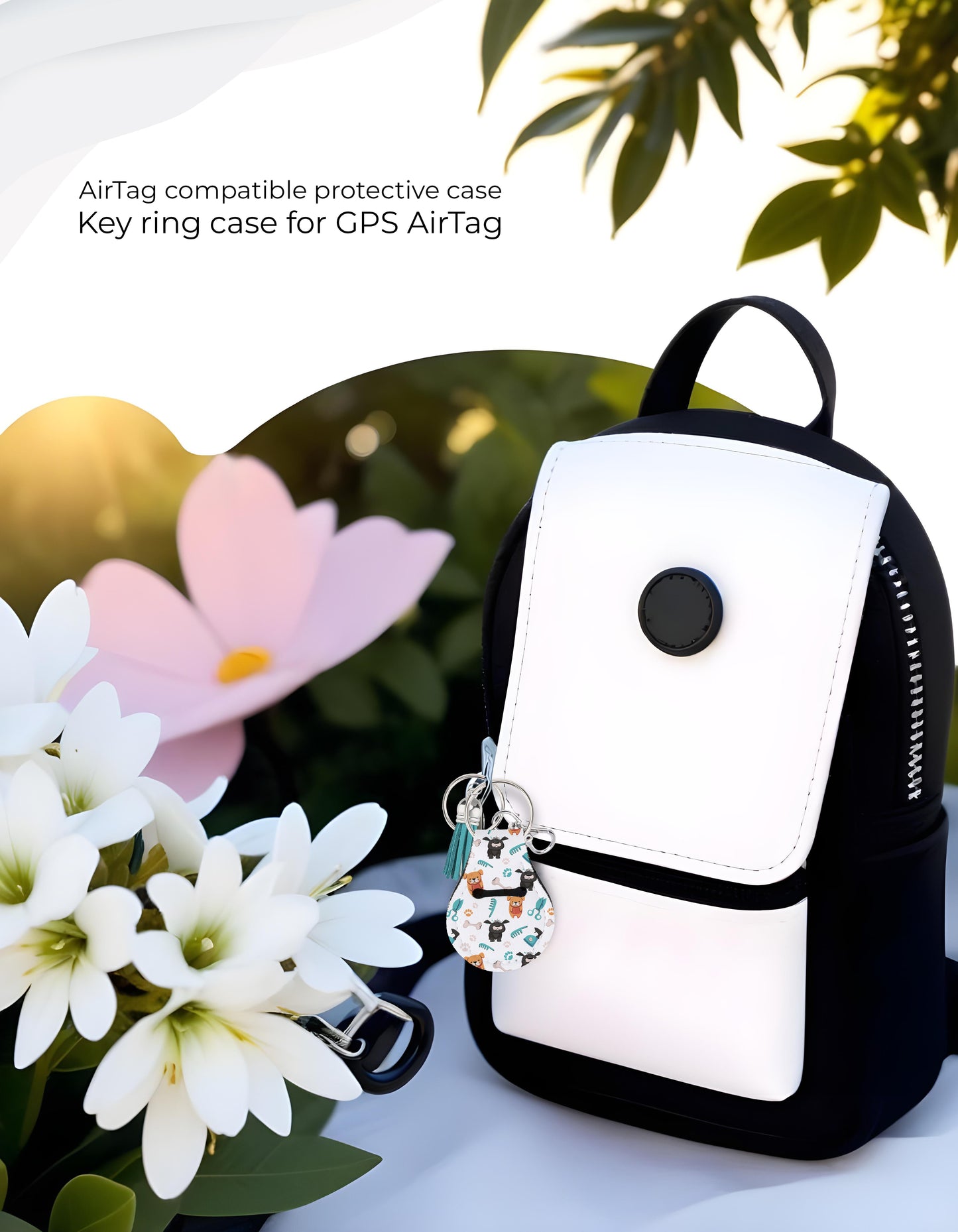 Jolitee Neoprene AirTag Compatible Case Keychain – Durable & Stylish Holder with Secure Ring and Clip, Compatible with Apple AirTag (Puppy) by Jolitee