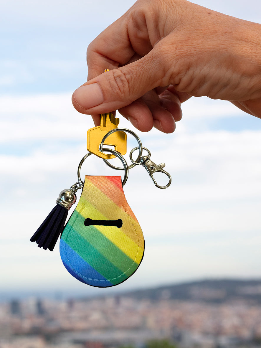 Jolitee Neoprene AirTag Compatible Case Keychain – Durable & Stylish Holder with Secure Ring and Clip, Compatible with Apple AirTag (Rainbow Stripe) by Jolitee