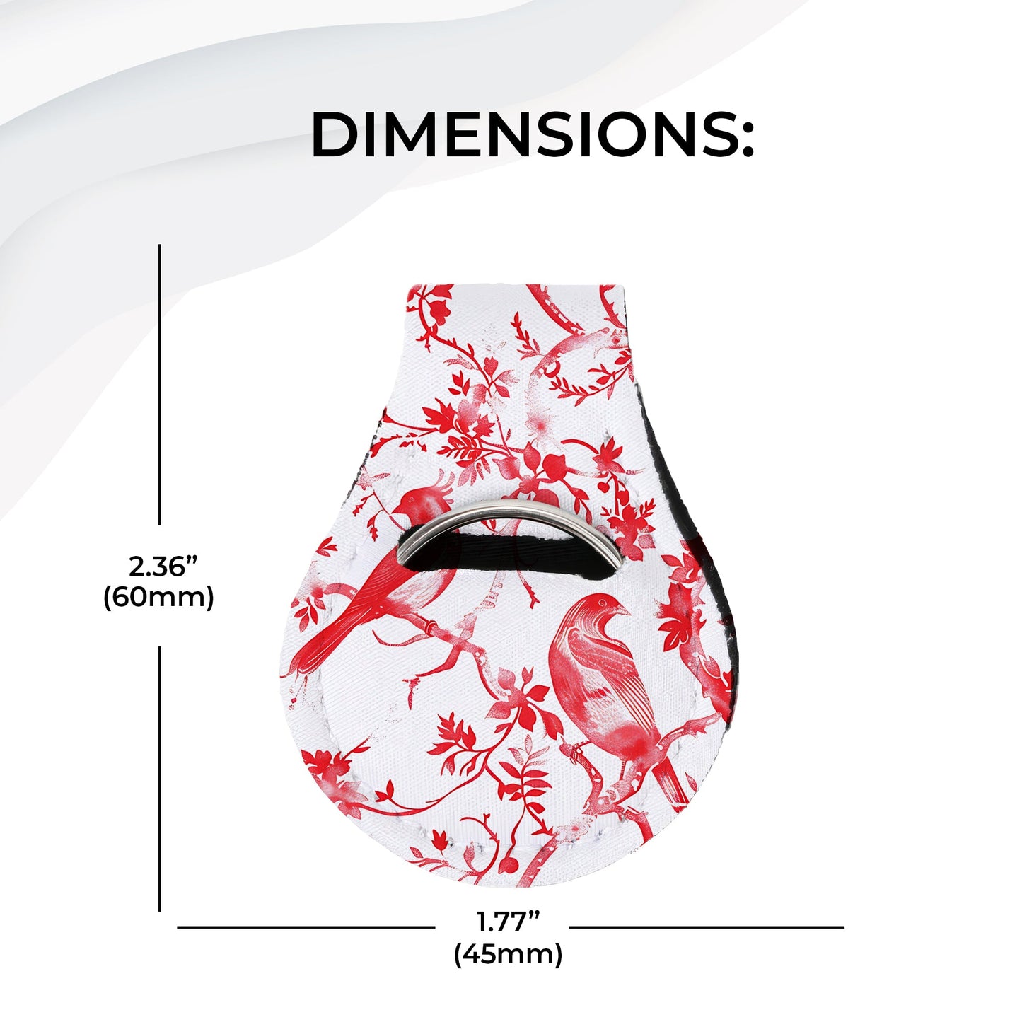 Jolitee Neoprene AirTag Compatible Case Keychain – Durable & Stylish Holder with Secure Ring and Clip, Compatible with Apple AirTag (Chinoiserie Red Birds) by Jolitee