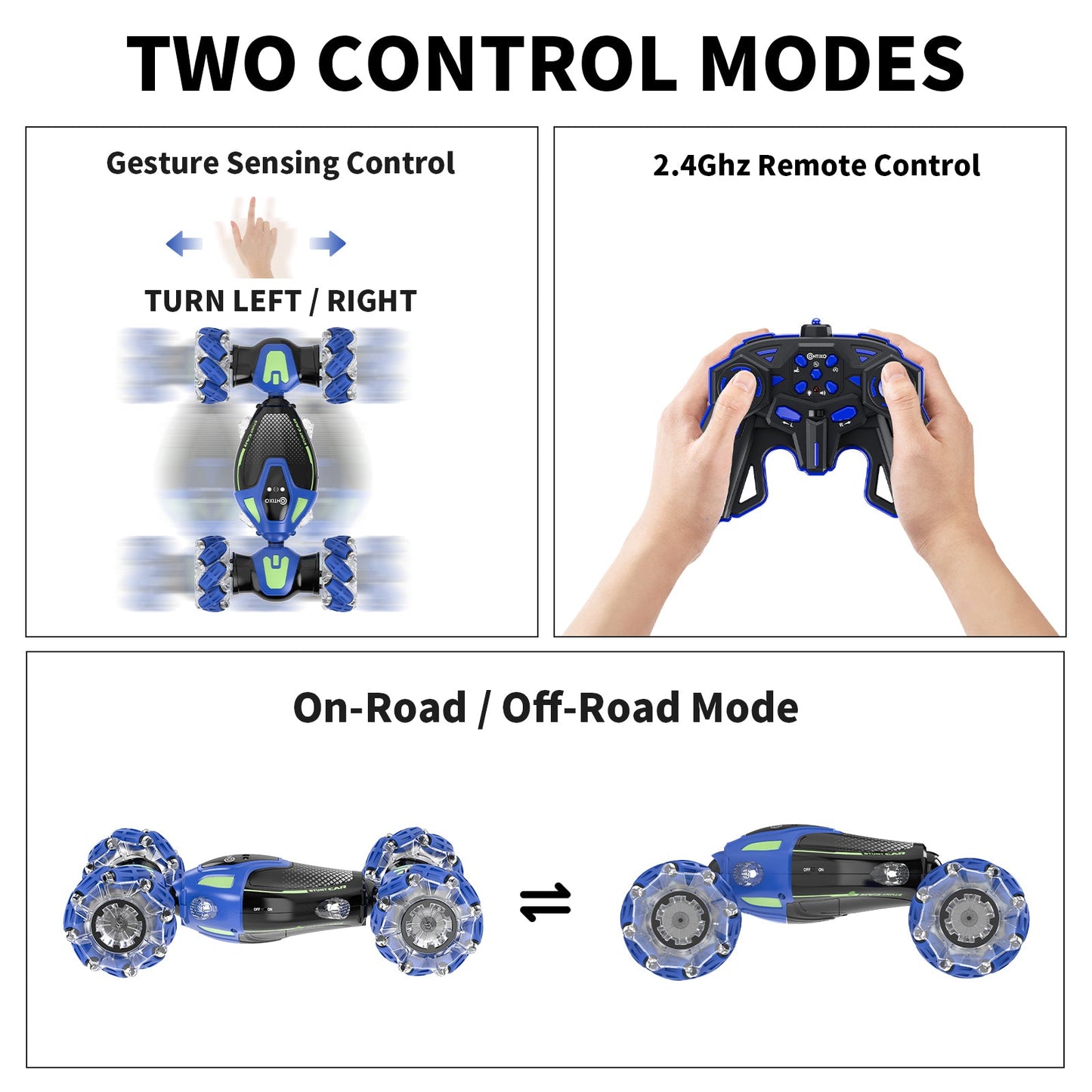 Contixo SC10 Cobra Speed Crawler RC Stunt Car - 4WD with Remote & Gesture Control, Blue by Contixo