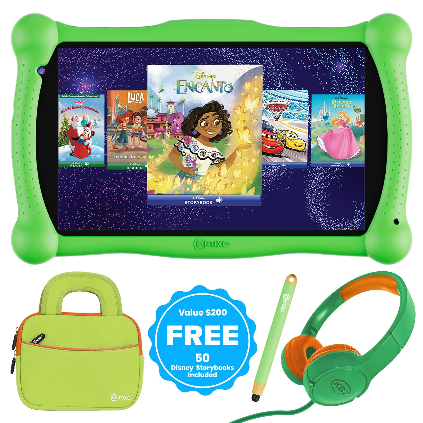 Contixo V10 7" Kids Tablet, Bluetooth Headphones, Tablet Bag, & Stylus Bundle by Contixo