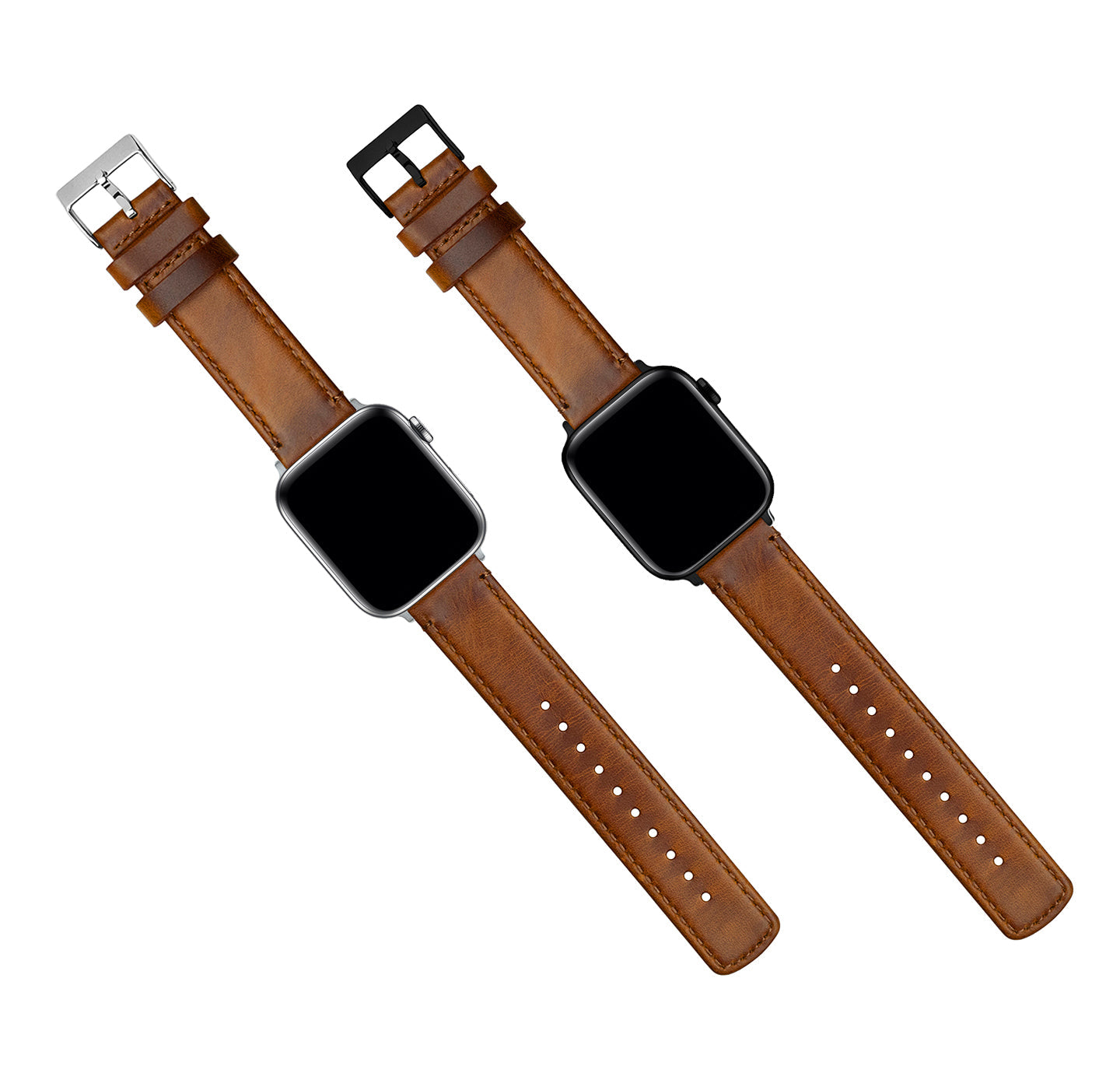 Apple Watch Weathered Brown Leather Watch Band by Barton Watch Bands