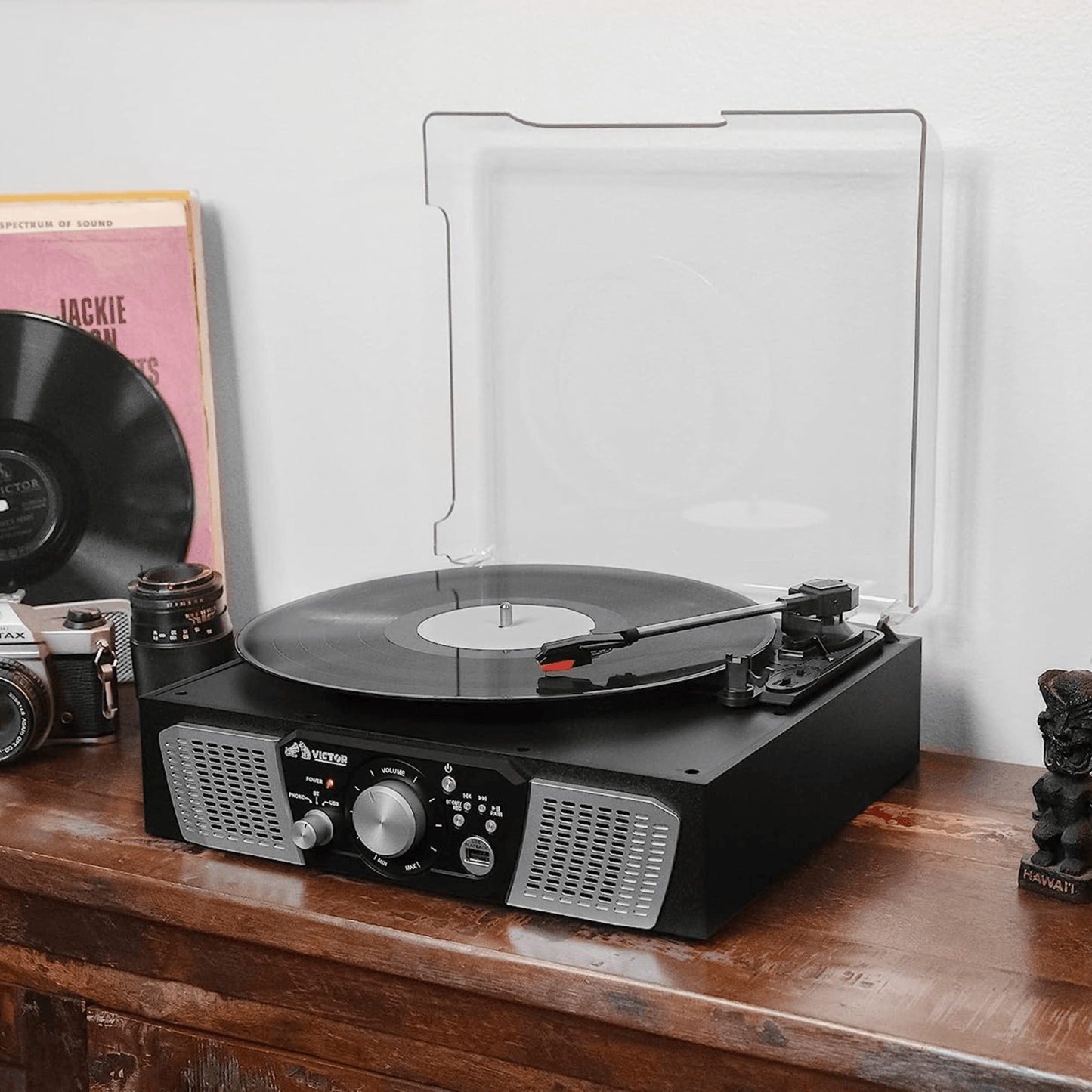 Victor Lakeshore 5-in-1 Hybrid Bluetooth Turntable System w USB and RCA Output by Jupiter Gear Home