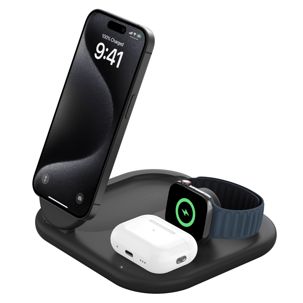 Belkin Qi2 15W 3-in-1 Wireless Pad/Stand - Black by Belkin