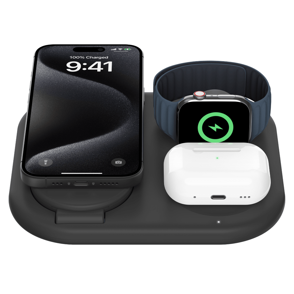 Belkin Qi2 15W 3-in-1 Wireless Pad/Stand - Black by Belkin