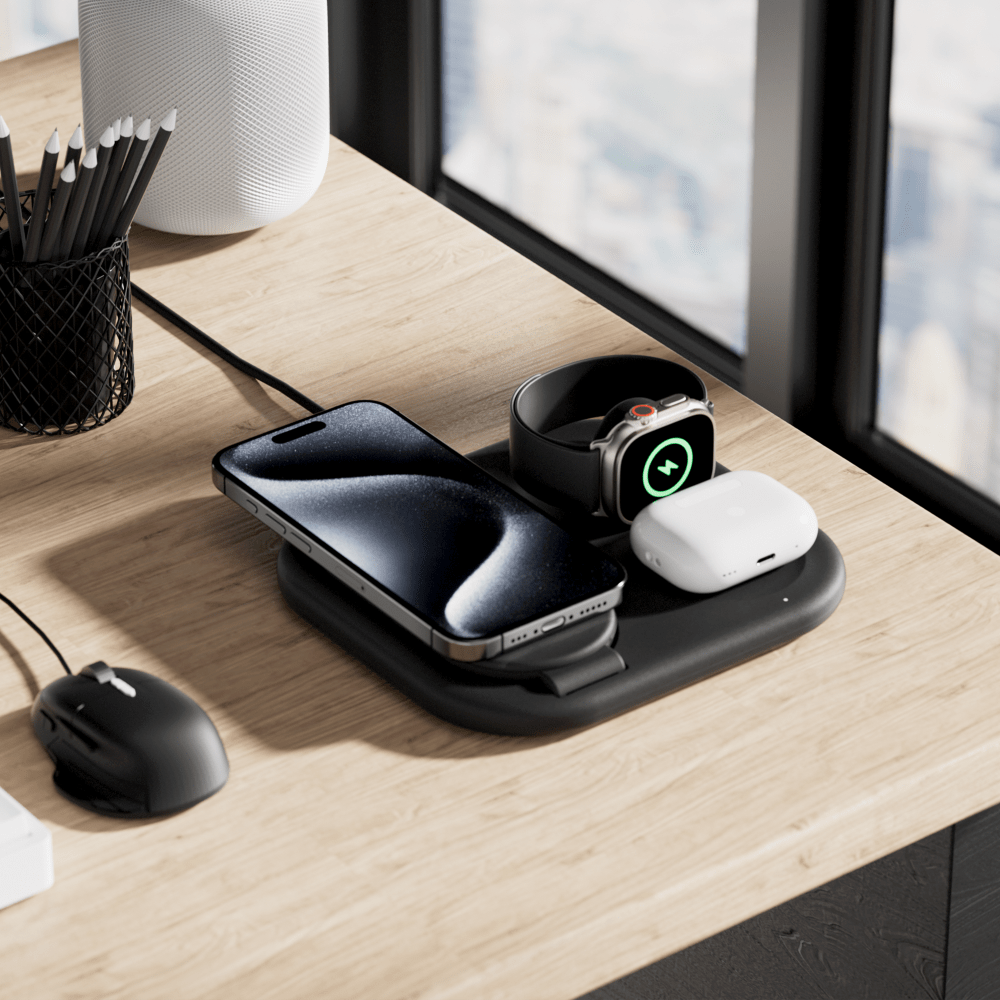Belkin Qi2 15W 3-in-1 Wireless Pad/Stand - Black by Belkin