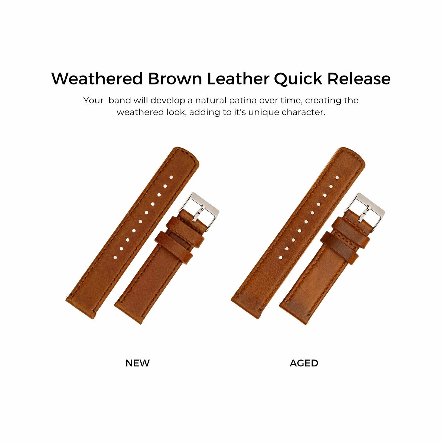 Apple Watch Weathered Brown Leather Watch Band by Barton Watch Bands