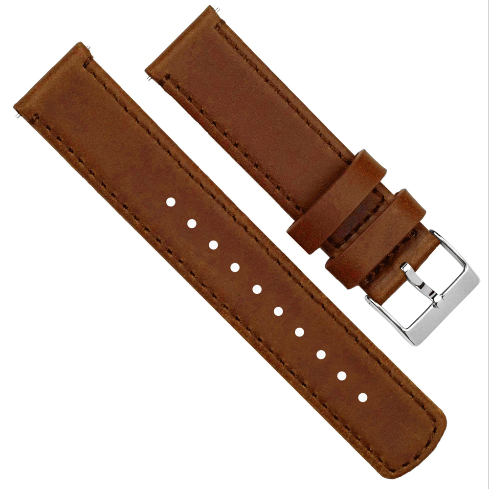 Samsung Galaxy Watch Active 2 Weathered Brown Leather Watch Band by Barton Watch Bands