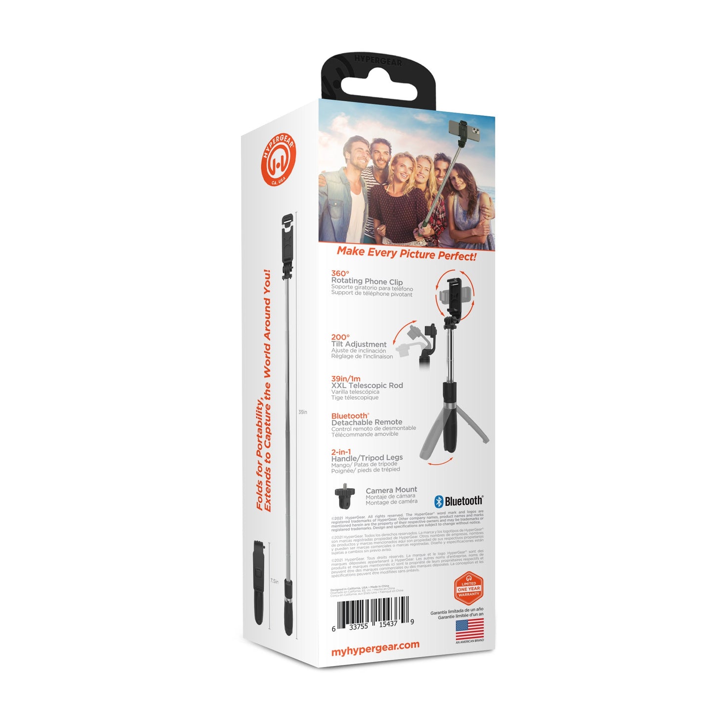 HyperGear SnapShot Wireless Selfie Stick + Tripod by Jupiter Gear Home