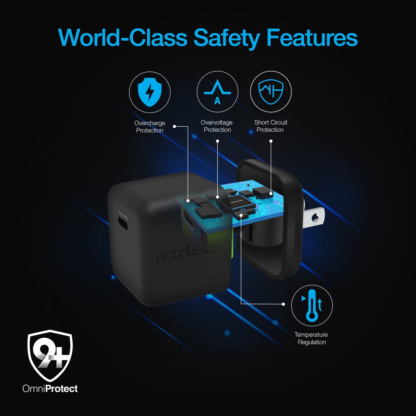 Naztech 30W PD Wall Charger + USB-C to USB-C Cable 6ft for Traveling by Jupiter Gear Home